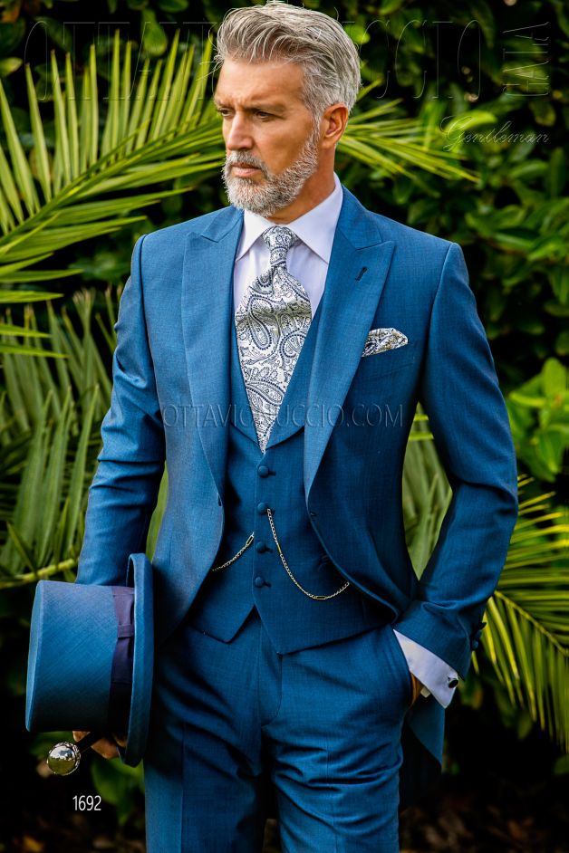 ONGala 1692 - Blue royal peak lapel Italian morning suit