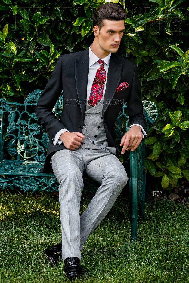 ONGala 1702 - Black and gray Italian morning suit