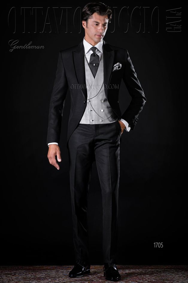 ONGala 1705 - Black peak lapel wedding tuxedo for groom