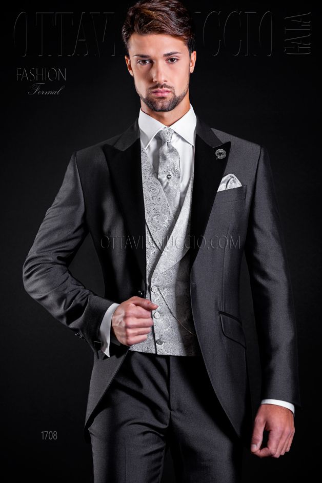ONGala 1708 - Traje para novio gris antracita semilevita
