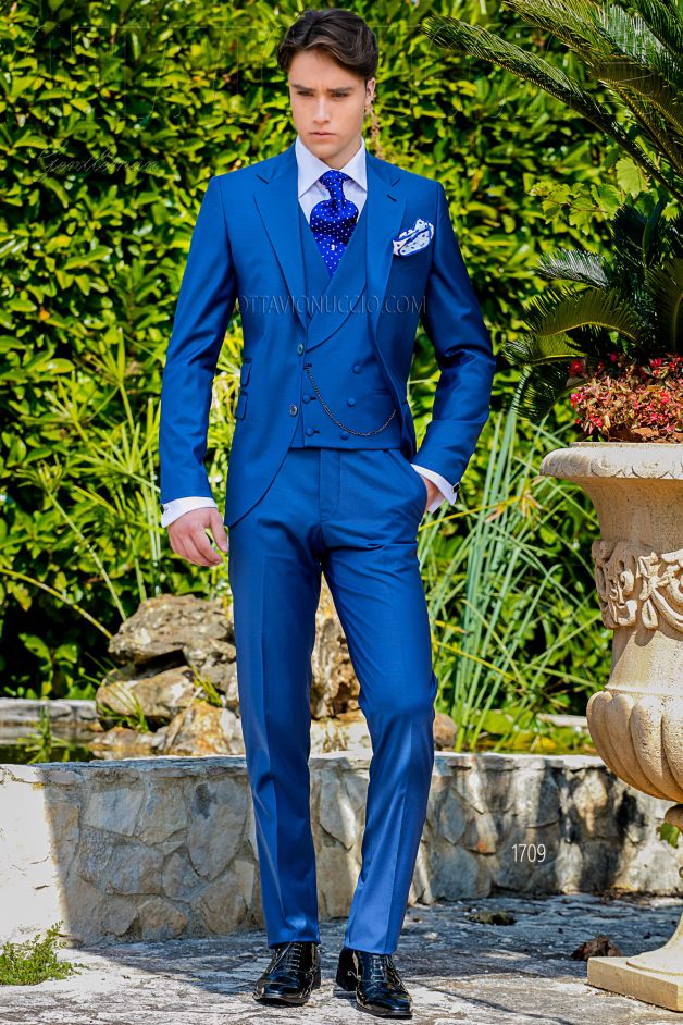 ONGala 1709 - Royal blue notch lapel Italian wedding tuxedo