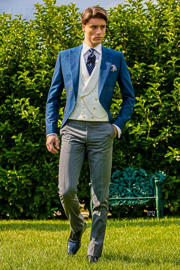ONGala 1712 - Morning coat in royal blue and gray