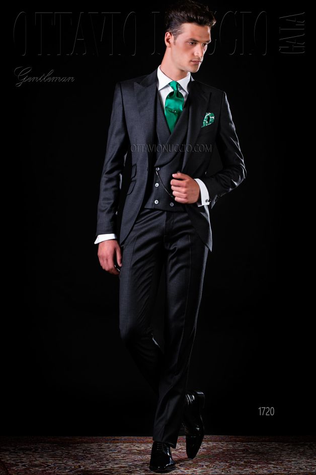 ONGala 1720 - Pure wool gray Italian groom suit