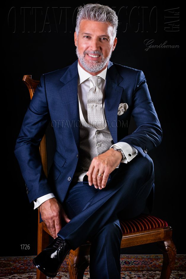 ONGala 1726 - Blue pure wool Italian formal suit