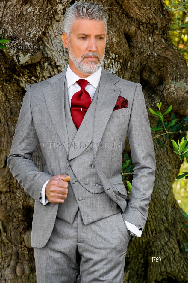 ONGala 1769 - Light gray notch lapel Italian groom suit