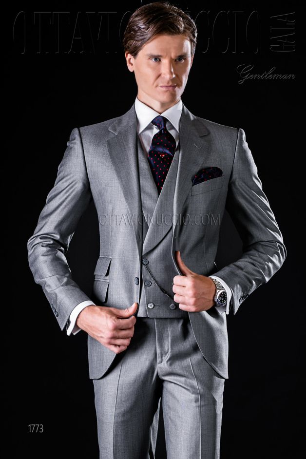 ONGala 1773 - Gray notch lapel luxury wool business suit