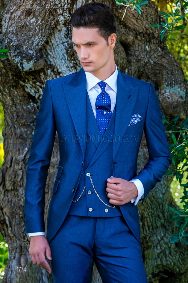 ONGala 1774 - Slim fit royal blue peak lapel formal suit
