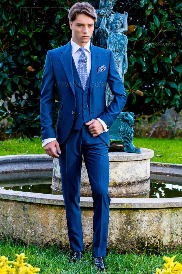 ONGala 1776 - Slim fit royal blue Italian wedding suit