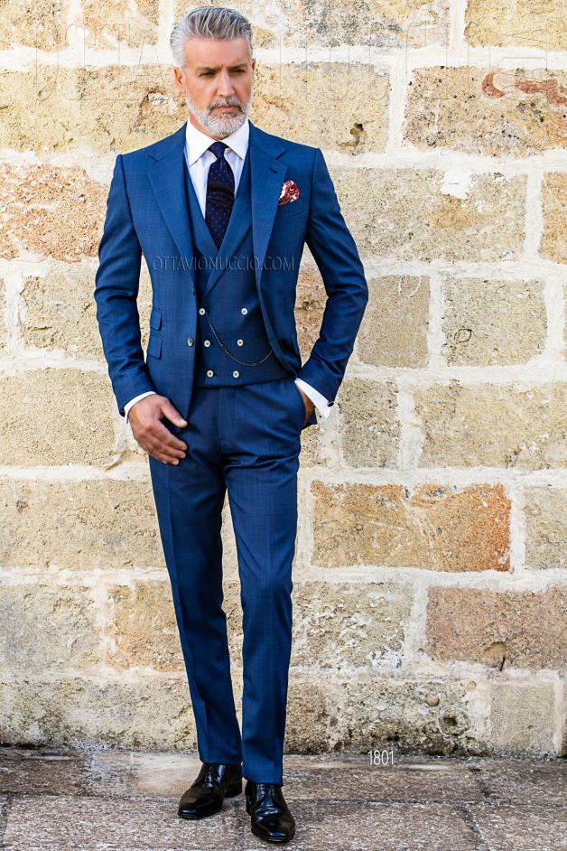 ONGala 1801 - Blue Prince of Wales notch lapel formal suit