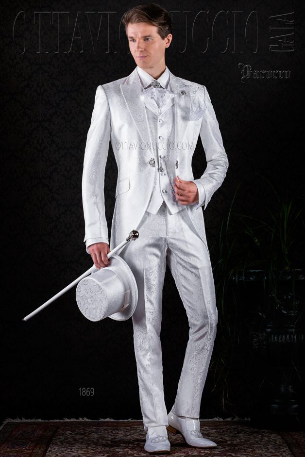 ONGala 1869 - Traje de novio barroco blanco de jacquard