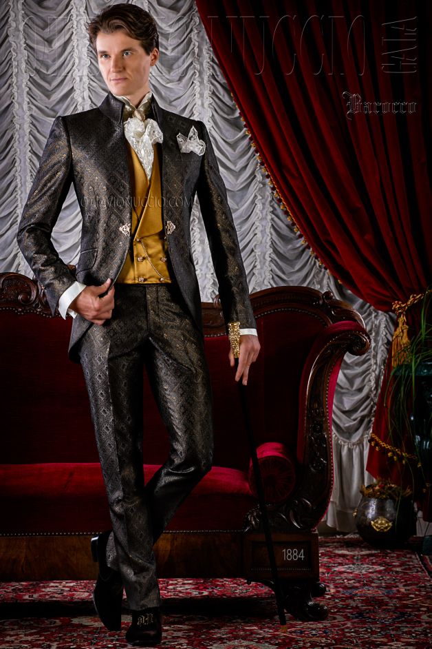 ONGala 1884 - Traje de novio redingote barroco brocado dorado