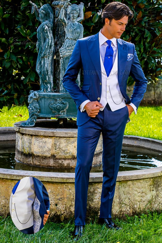 ONGala 1902 - Royal blue peak lapel wedding suit for groom