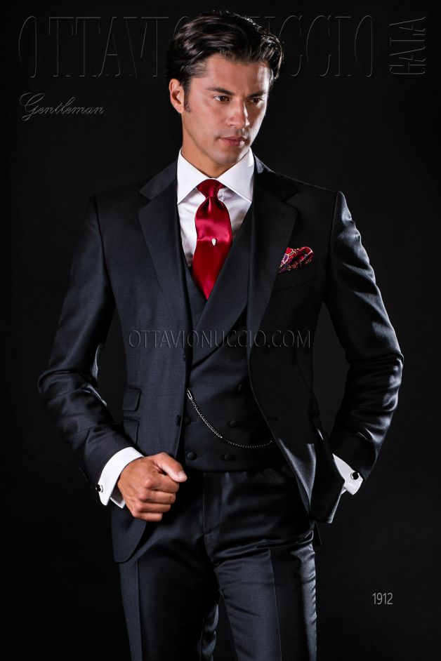 ONGala 1912 - Pure wool black Italian formal suit