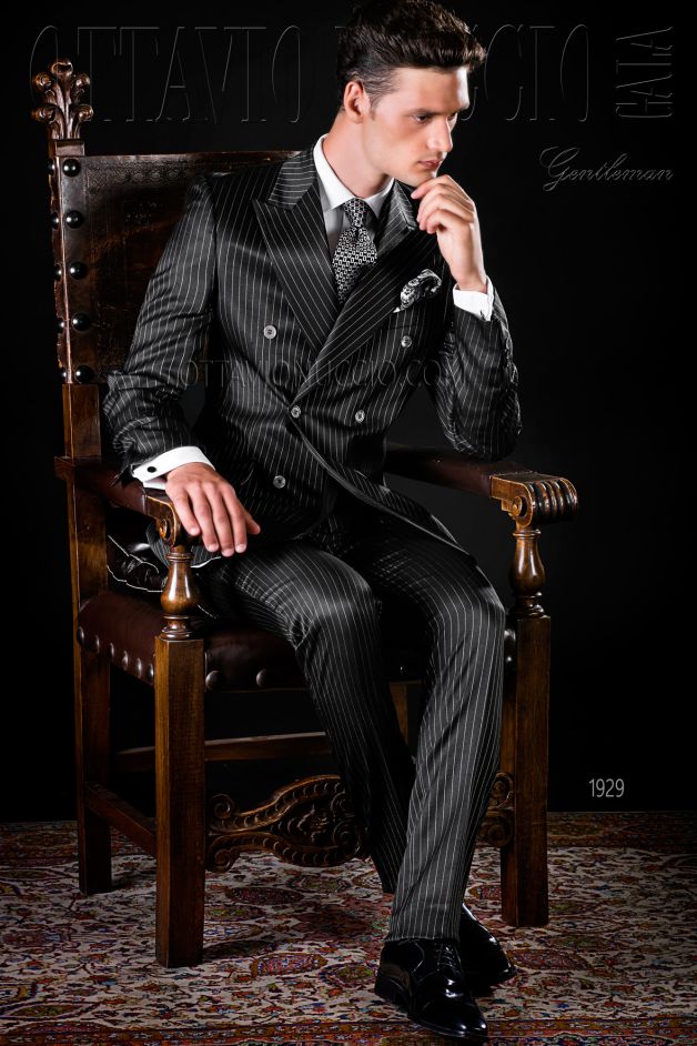 ONGala 1929 - Pinstriped black double breasted formal suit