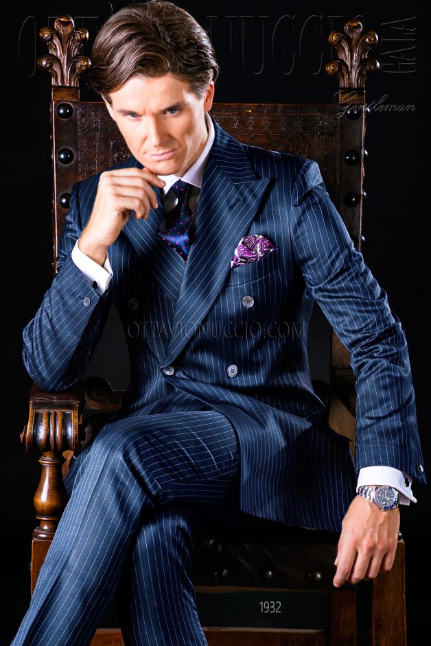 ONGala 1932 - Pinstriped blue double breasted formal suit