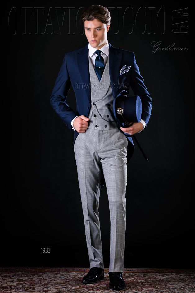 ONGala 1933 - Alpaca mohair wool blue and gray morning coat