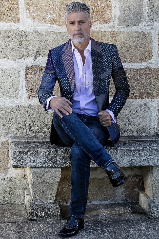 ONGala 1974 - Pure patchwork silk notch lapel jacket