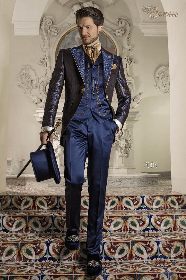 ONGala 2005 - Traje de época brocado azul y oro estilo barroco