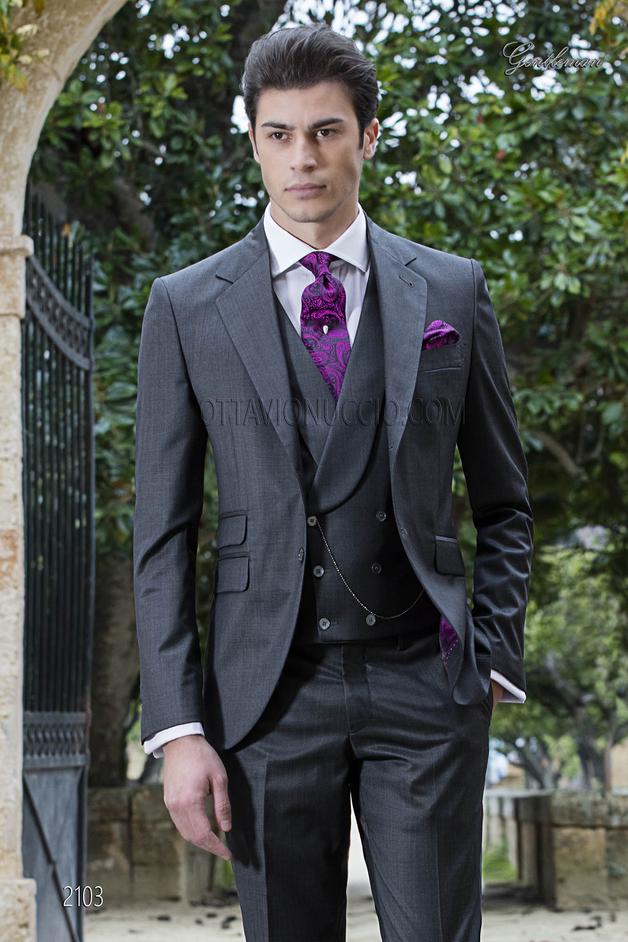ONGala 2103 - Traje italiano gris marengo fil a fil mixto lana