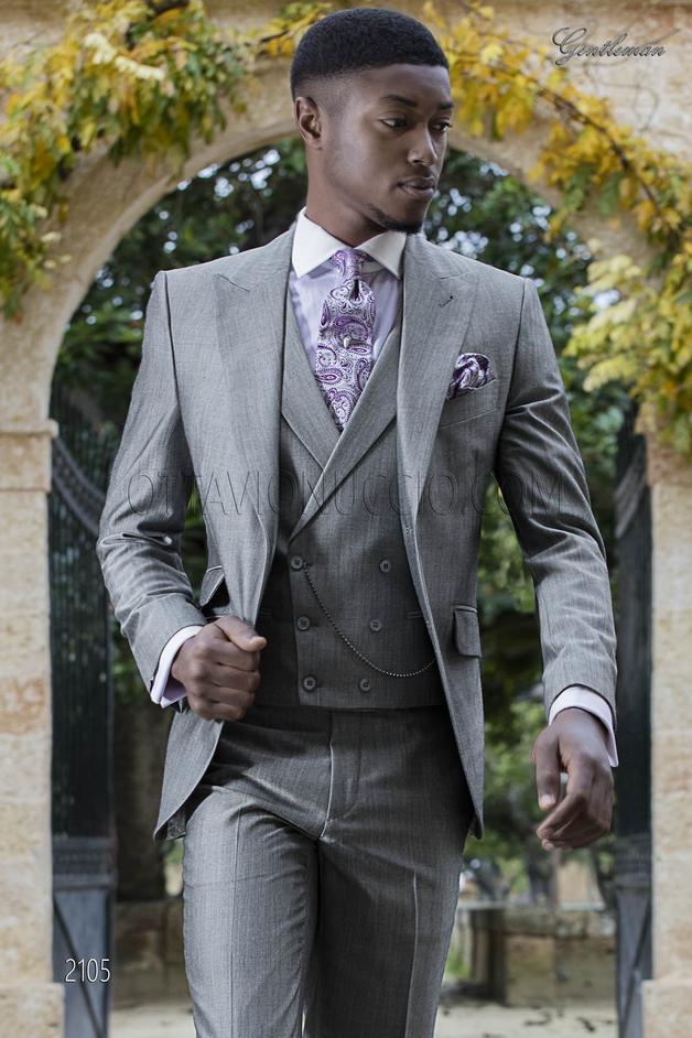 ONGala 2105 - Traje italiano gris mixto lana mohair alpaca