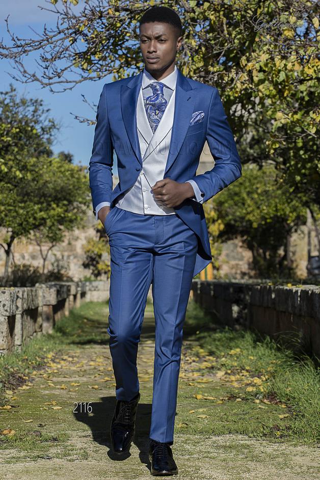 ONGala 2116 - Traje de novio azul royal con chaleco blanco
