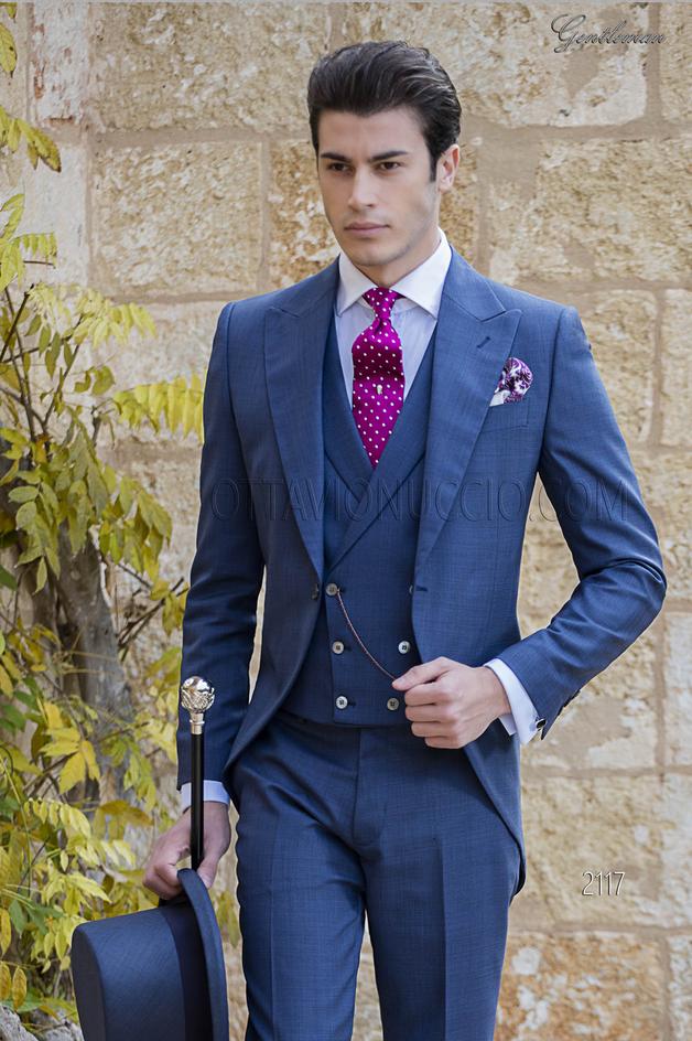 ONGala 2117 - Chaqué vintage azul príncipe de gales