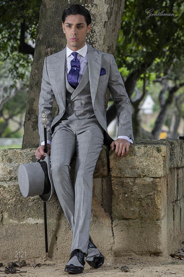 ONGala 2121 - Chaqué vintage príncipe de gales gris