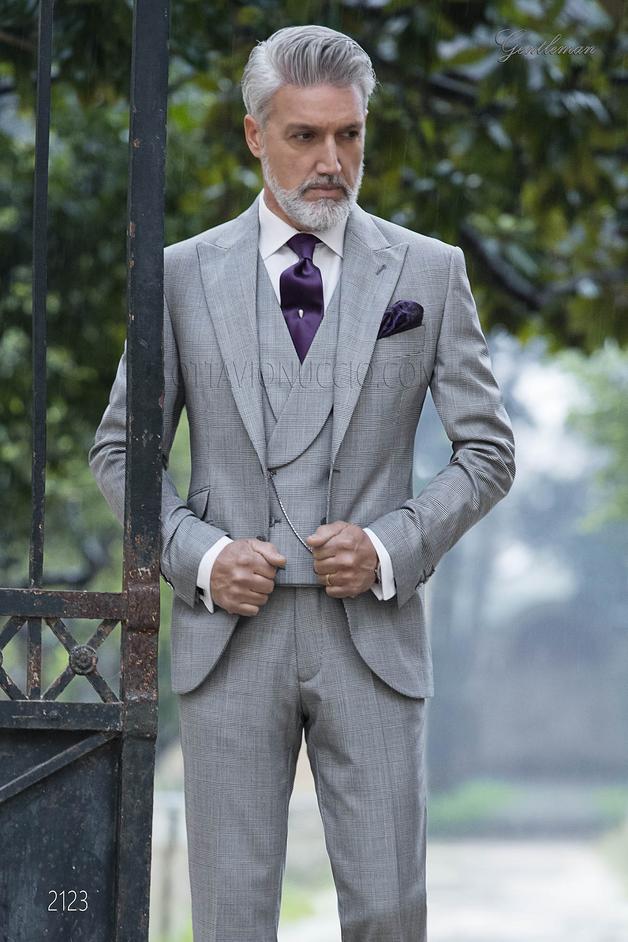ONGala 2123 - Traje italiano príncipe de gales gris