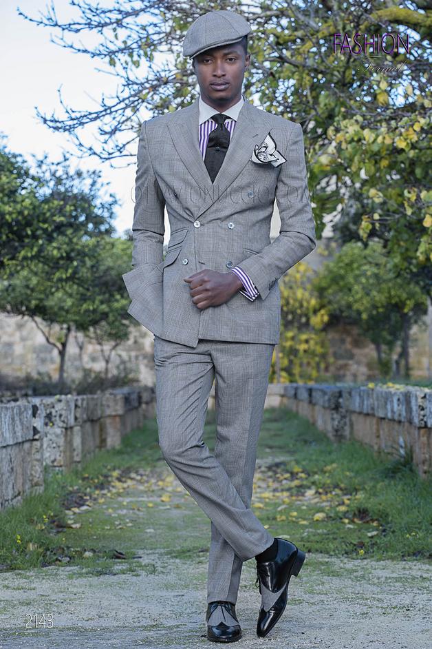 ONGala 2143 - Traje cruzado príncipe de gales gris