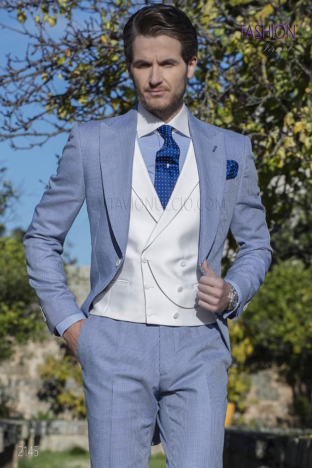 ONGala 2145 - Chaqué en pata de gallo azul royal