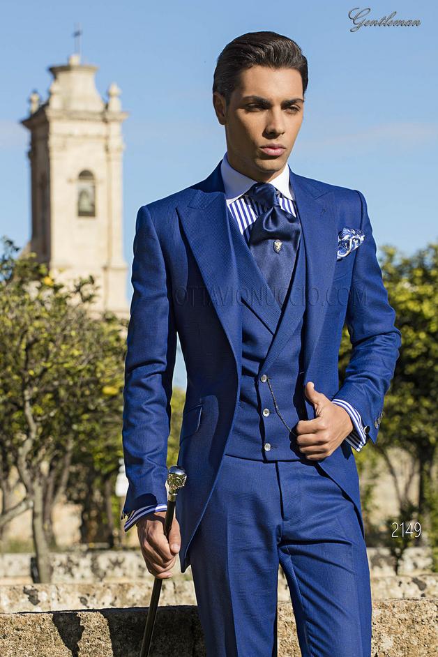 ONGala 2149 - Traje de novio príncipe de gales azul royal