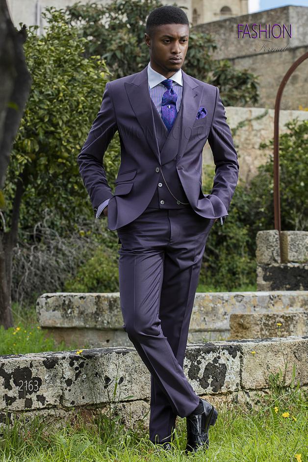 ONGala 2163 - Traje italiano en fresco de lana color púrpura