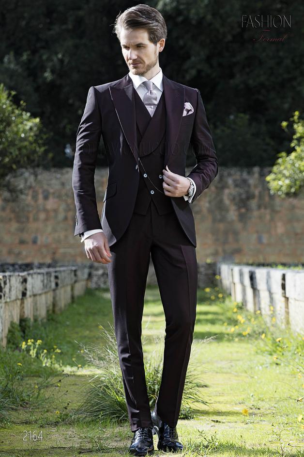 ONGala 2164 - Traje italiano granate en mixto lana mohair