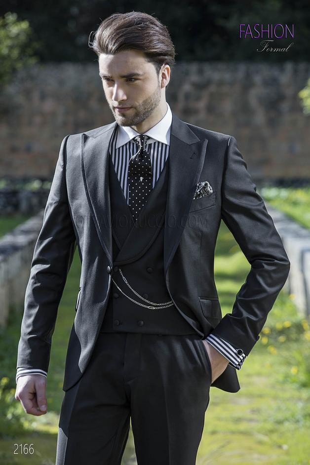 ONGala 2166 - Traje moderno negro en fresco lana