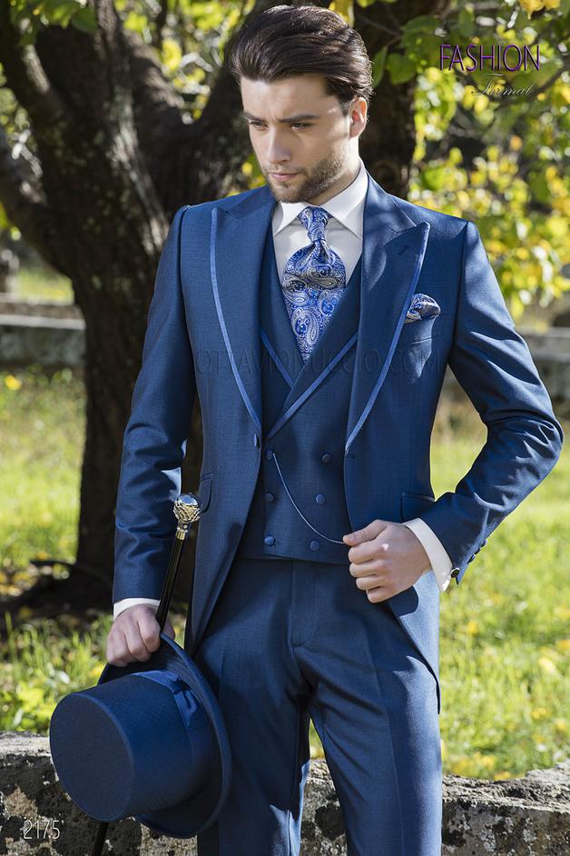 ONGala 2175 - Traje de novio azul royal mixto lana mohair alpaca