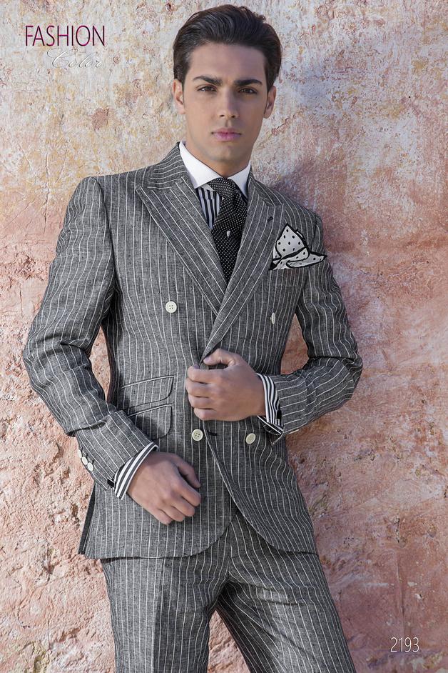 ONGala 2193 - Traje cruzado vintage de lino