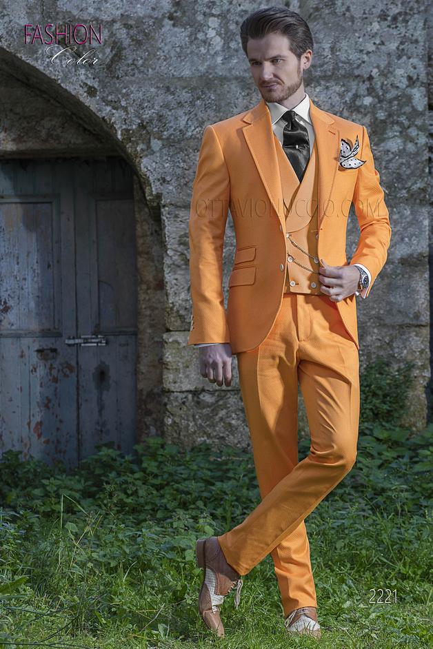 ONGala 2221 - Traje moderno en piqué de algodón naranja