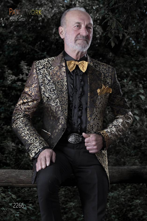 ONGala 2266 - Luxury italian patchwork silk Jacket in gold tones