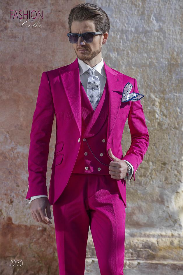 ONGala 2270 - Traje fashion fucsia en piqué de algodón