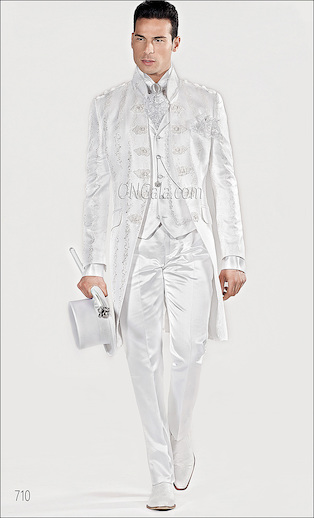 ONGala 710 - Trajes de novio con Chaqueta barroco brocada blanca