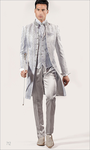 ONGala 712 - Traje de novio con Chaqueta barroco brocada gris
