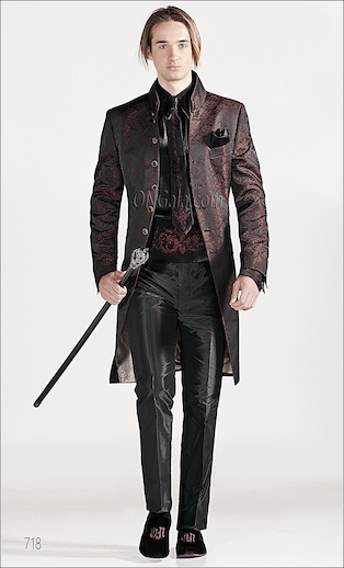 ONGala 718 - Trajes para novio con Chaqueta adamascado negro bronzo