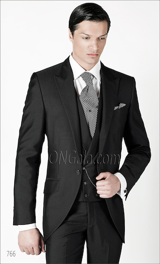 ONGala 766 - Traje de novio italiano gris antracita modelo semilevita