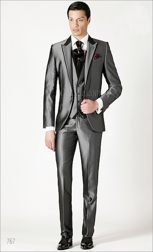 ONGala 767 - Trajes de novio italianos en mixto viscosa gris oscuro