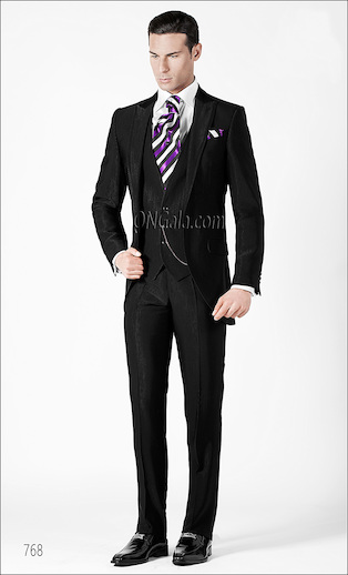 ONGala 768 - Traje para novio modelo semilevita ottoman negro