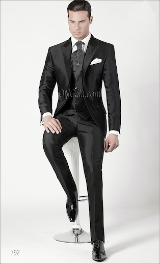ONGala 792 - Trajes para novio en shantung mixto seda negro