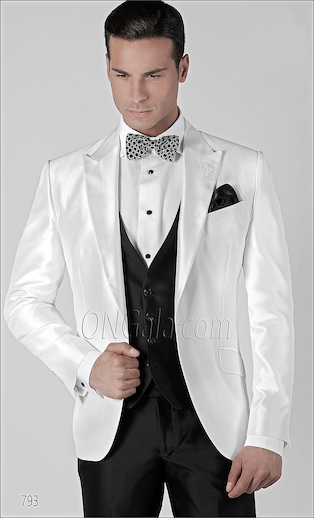 ONGala 793 - Traje para novio con Chaqueta shantung mixto seda blanco
