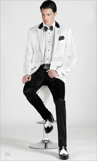 ONGala 814 - Trajes de novio modernos con Chaqueta damas blanca