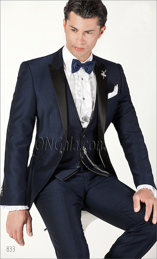 ONGala 833 - Traje de novio en shantung azúl