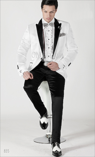 ONGala 835 - Trajes de novio con Chaqueta damas blanco con contrastes